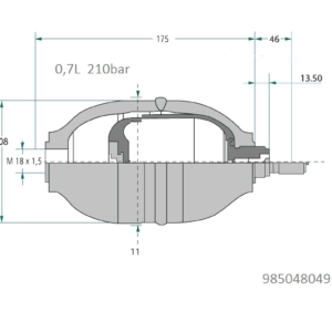 Hüdroaku 0,7L, 210bar