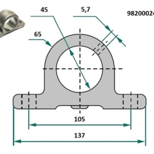 Silindri kinnitus, D-40mm, 2-polt kinnitus M14